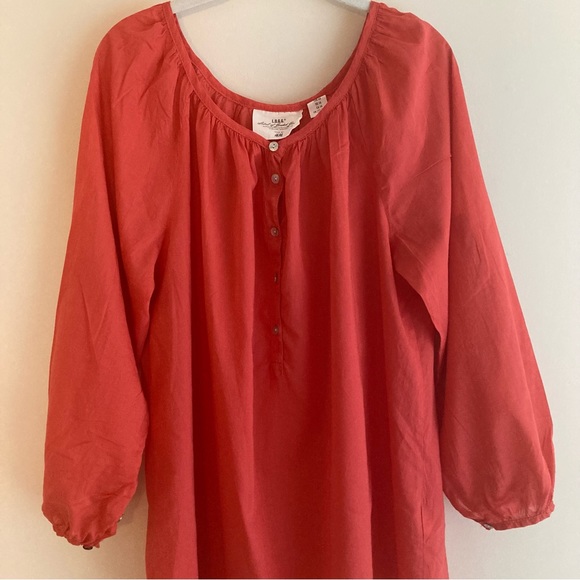 H&M L.O.G.G.  Roll Tab Sleeve 100% Cotton Top/Shirt/Blouse, Orange, Size 14 - Picture 3 of 7